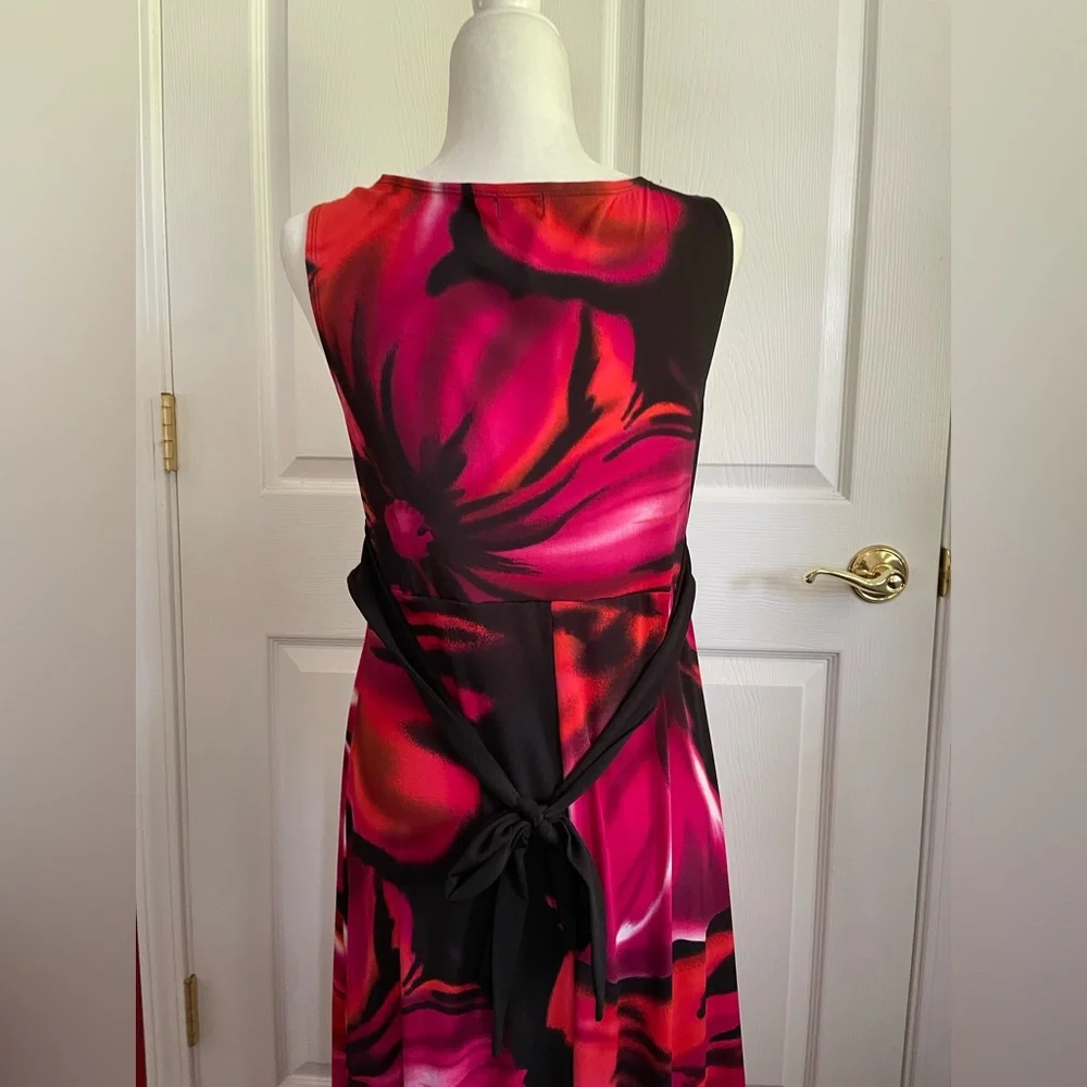 Joie & I Red Pink and Black Sleeveless Maxi Dress - Picture 3 of 5